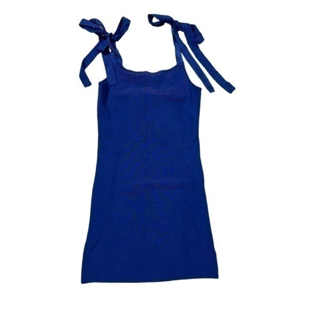 Urban outfitters Blue Stretch Knit Tie shoulder Mini Dress Large NWT Bodycon